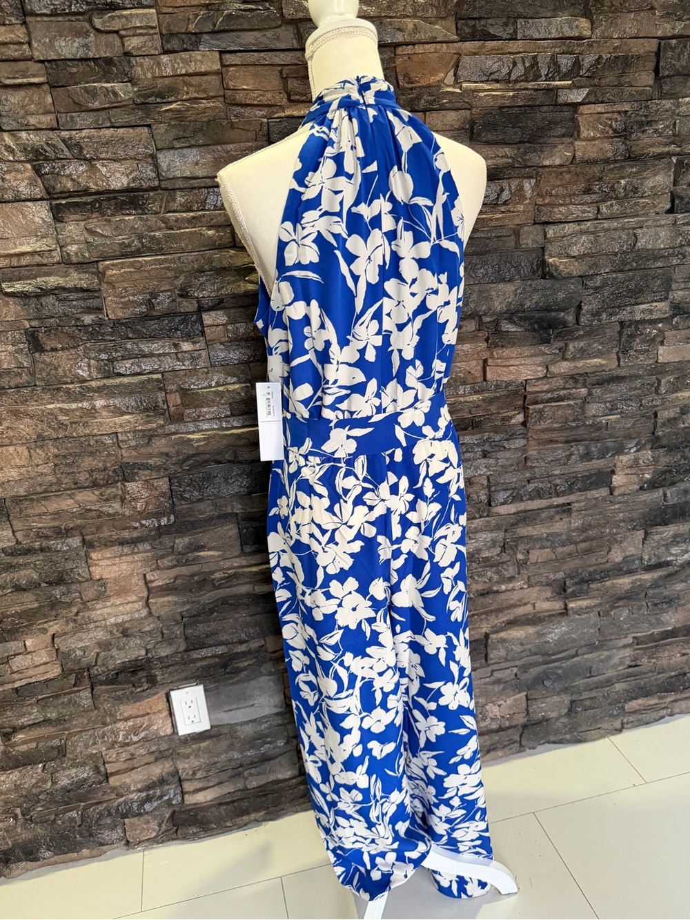 London Times Blue and White Floral Halter Maxi - Picture 6 of 16